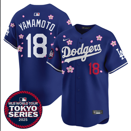 Men Los Angeles Dodgers #18 Yamamoto Tokyo Series 2025 blue Limited Stitched Jersey->los angeles dodgers->MLB Jersey